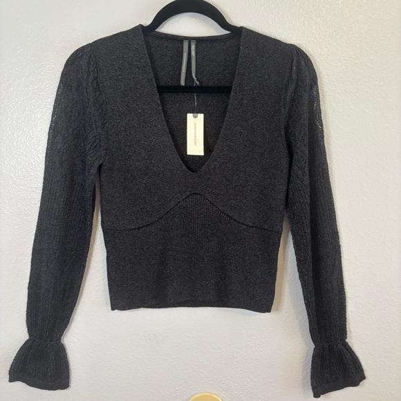 NWT Anthropologie Twofer Sweater | Charcoal Metallic | Size XXS - Picture 1 of 12